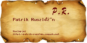 Patrik Ruszlán névjegykártya